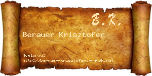 Berauer Krisztofer névjegykártya
